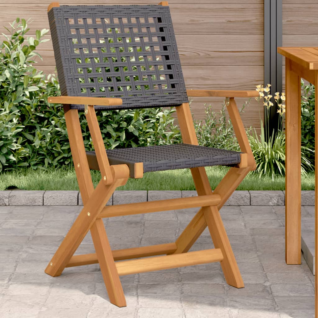 Tuinstoelen 2 st massief acaciahout en poly rattan