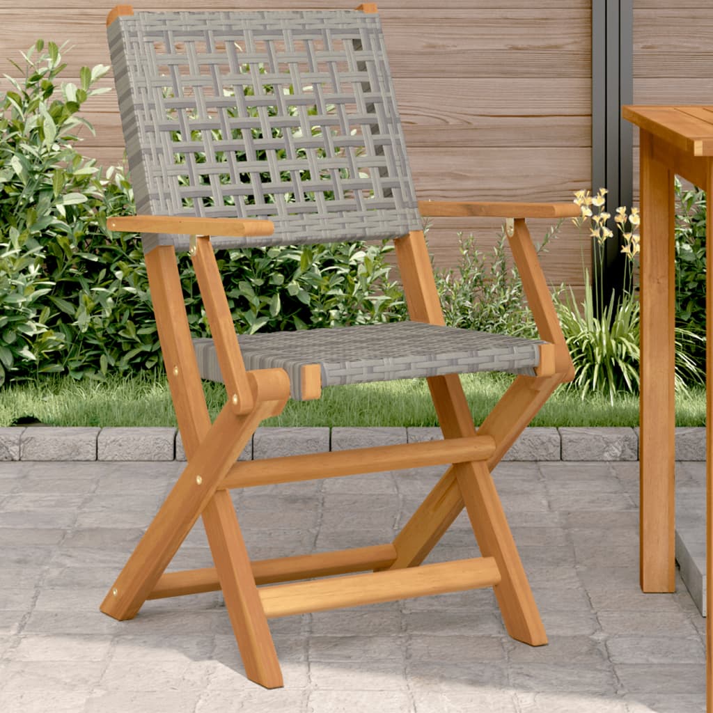 Tuinstoelen 2 st massief acaciahout en poly rattan