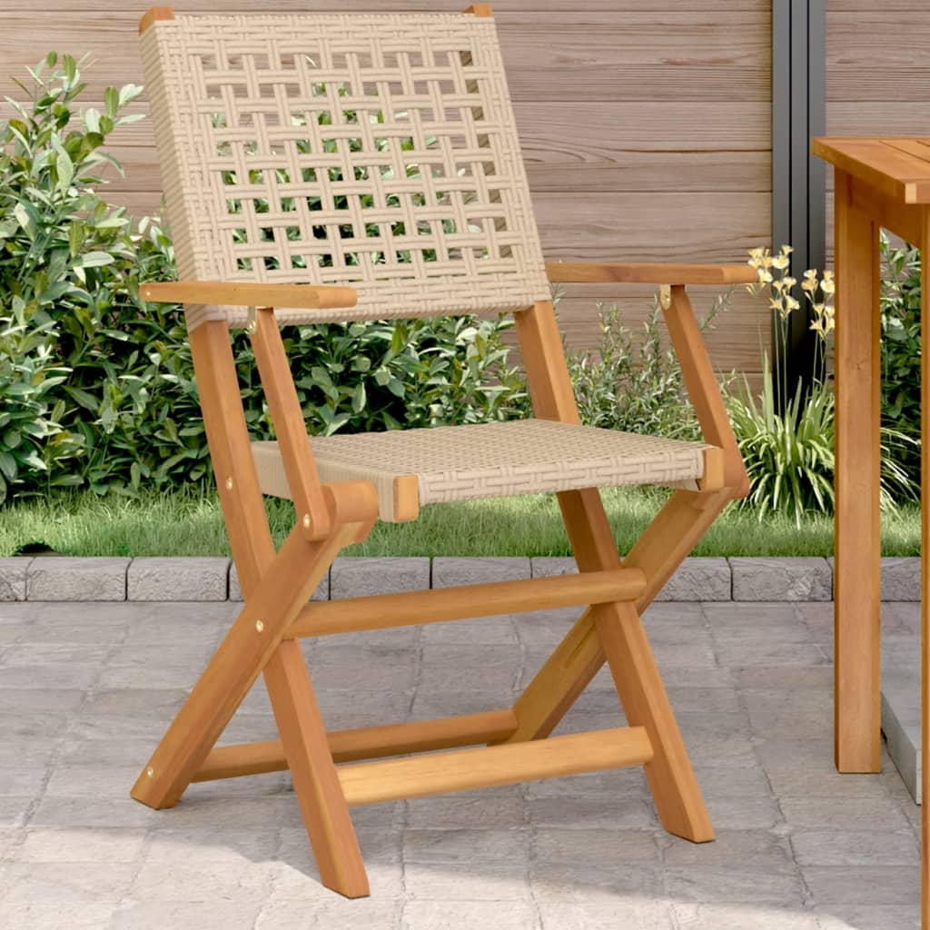 Tuinstoelen 2 st massief acaciahout en poly rattan