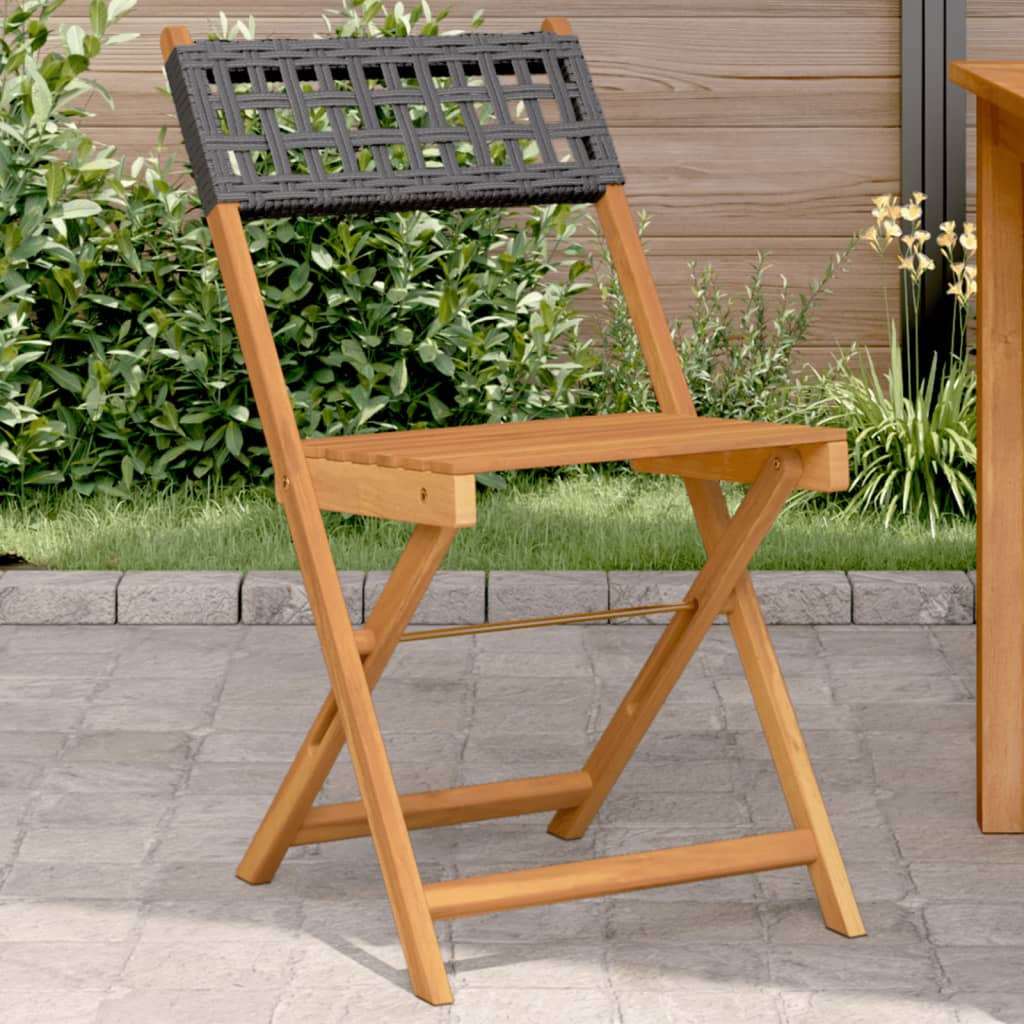 Tuinstoelen 4 st inklapbaar poly rattan en massief hout