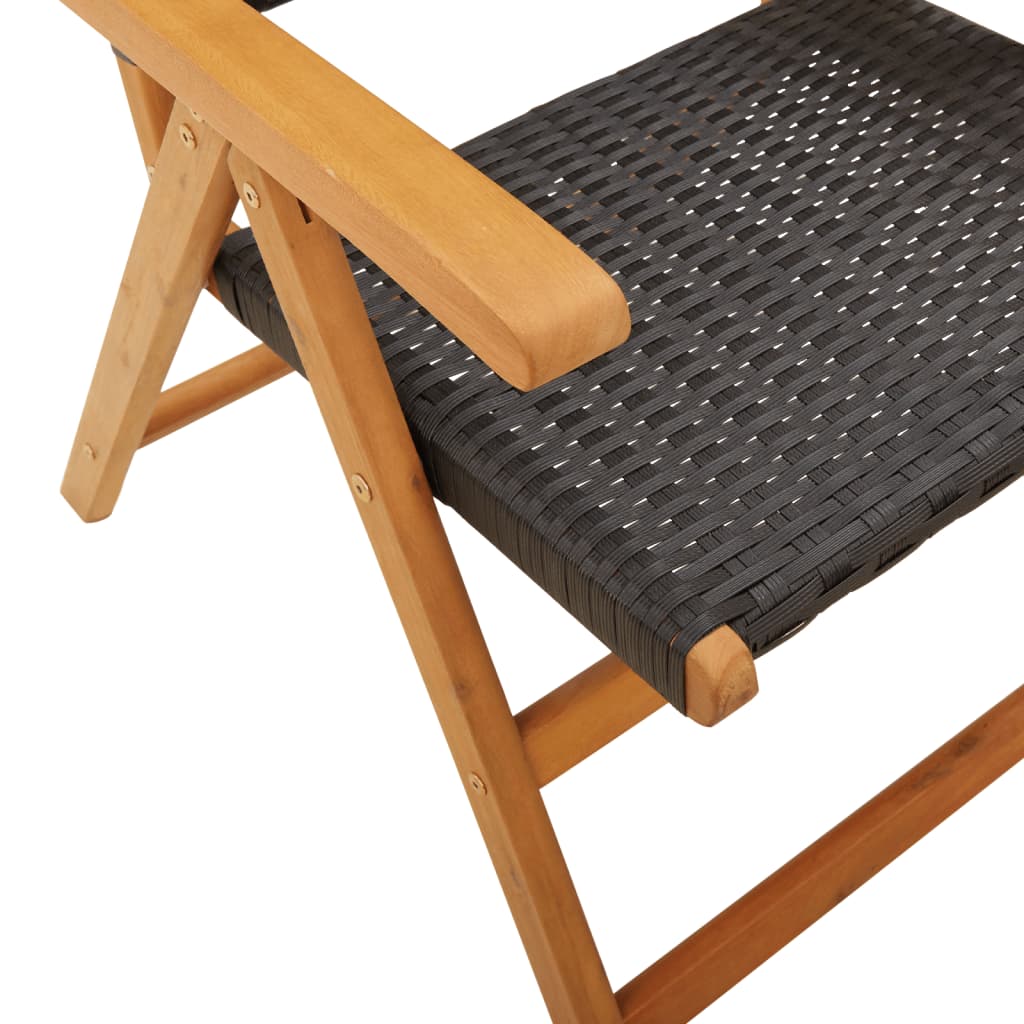 Tuinstoelen 6 st verstelbaar poly rattan en massief hout