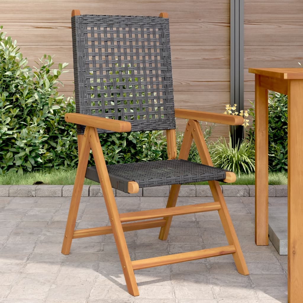 Tuinstoelen 6 st verstelbaar poly rattan en massief hout