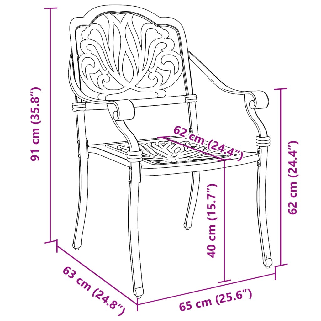 Tuinstoelen 2 st gietaluminium