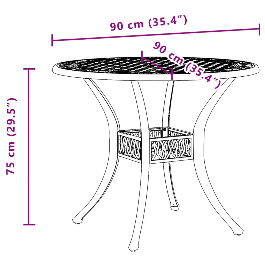 Tuintafel Ø 90x75 cm gietaluminium wit