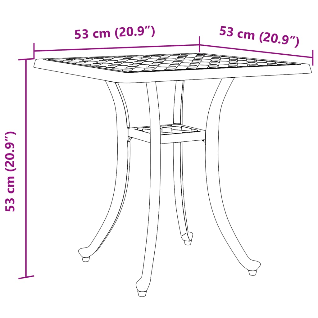 Tuintafel 53x53x53 cm gietaluminium wit