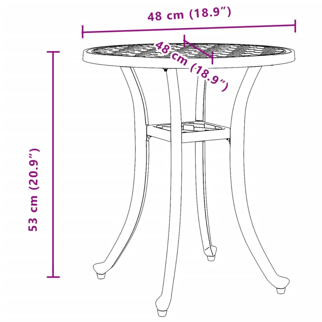 Tuintafel Ø 48x53 cm gietaluminium wit