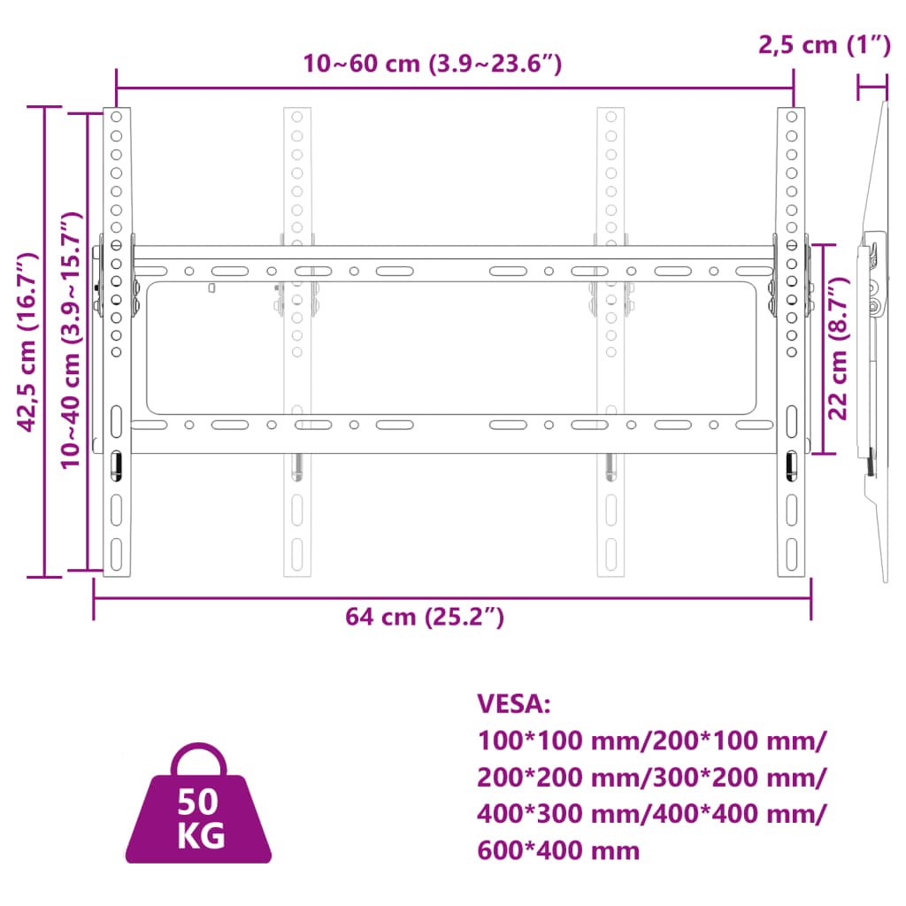 Tv-muurbeugel 26-63 inch scherm 40 kg Max VESA 400x400 cm