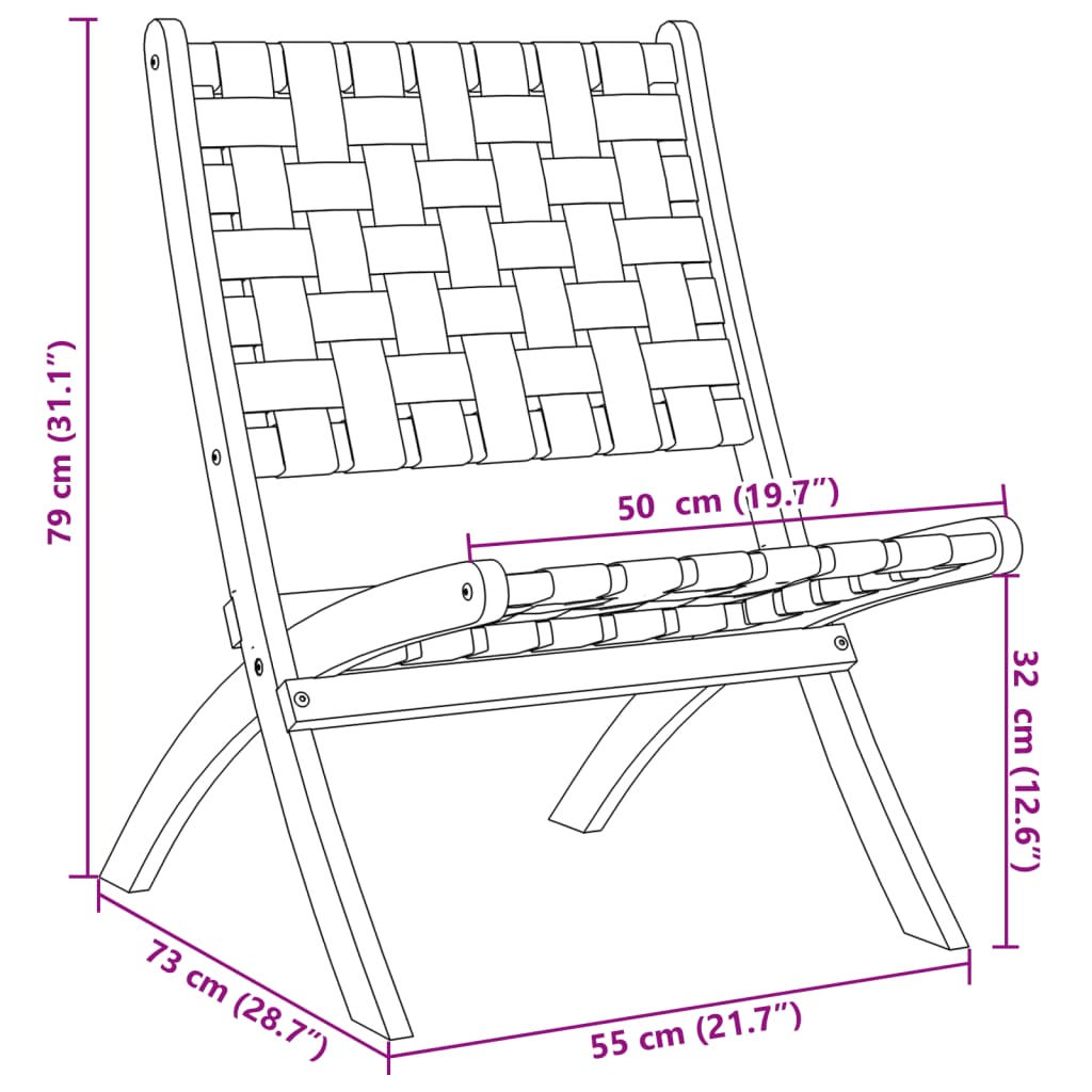 Tuinstoelen 2 st inklapbaar massief acaciahout en stof