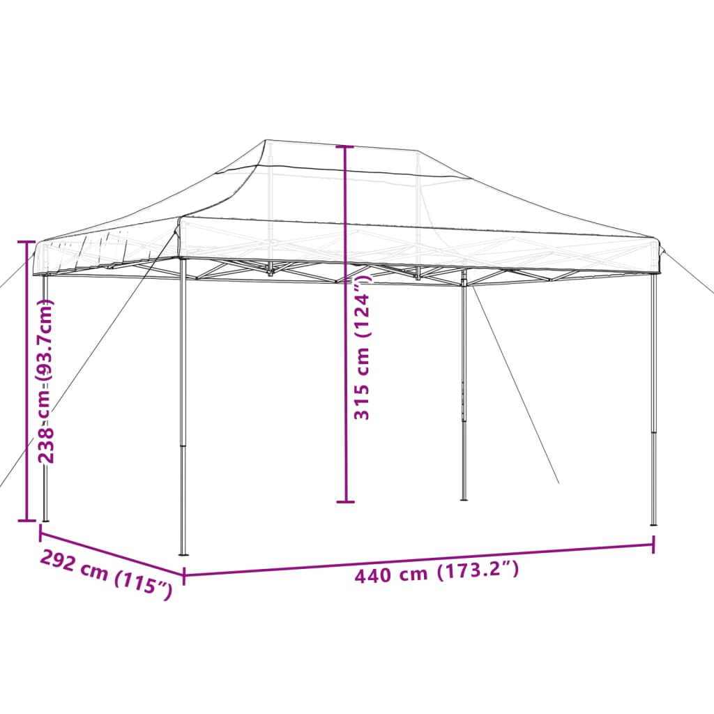 Partytent inklapbaar pop-up met 4 zijwanden