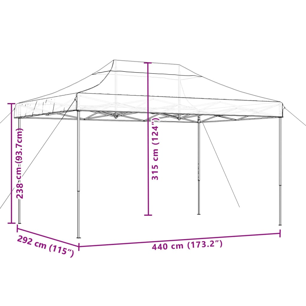 Partytent inklapbaar pop-up met 4 zijwanden