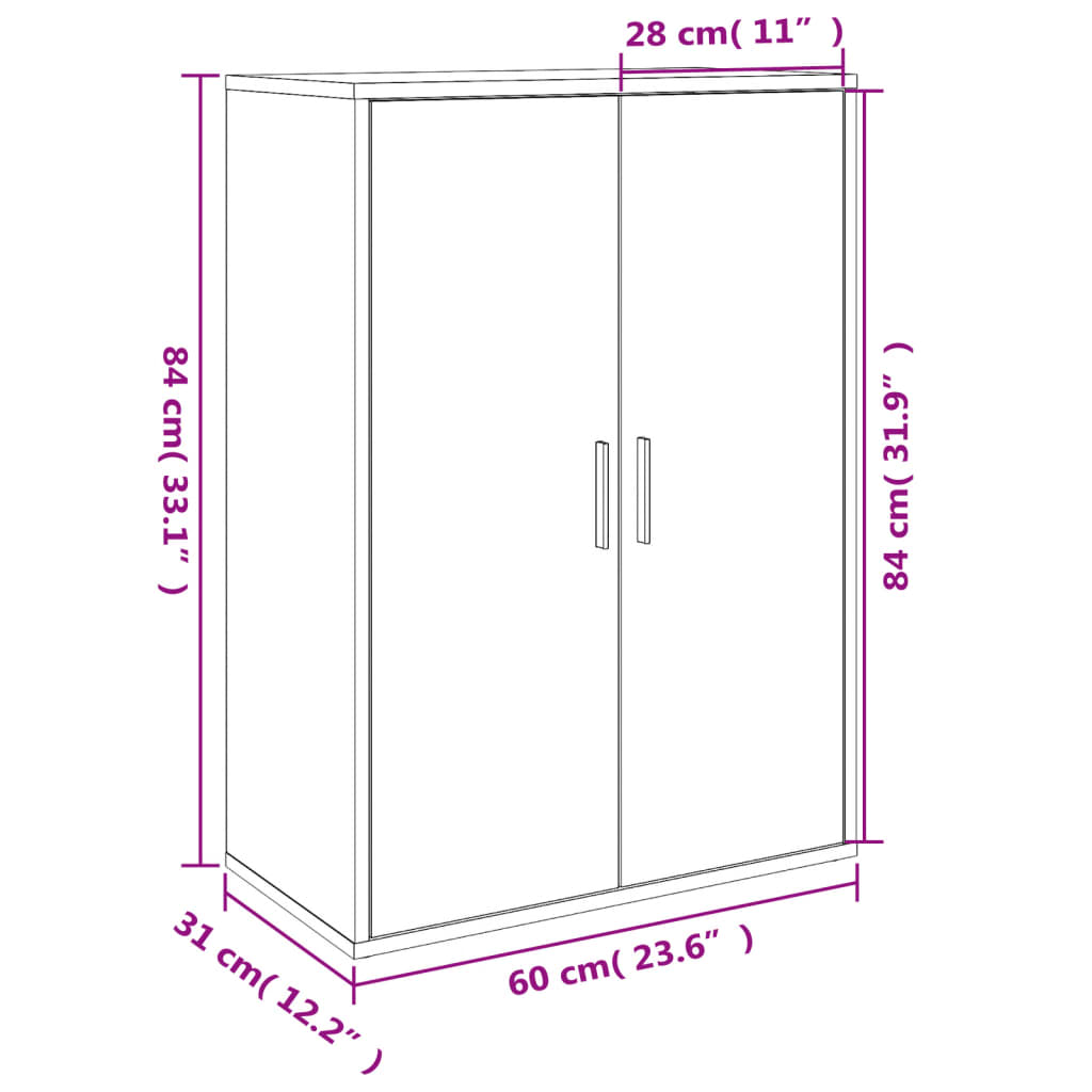 Dressoir 60x31x84 cm bewerkt hout eikenkleurig