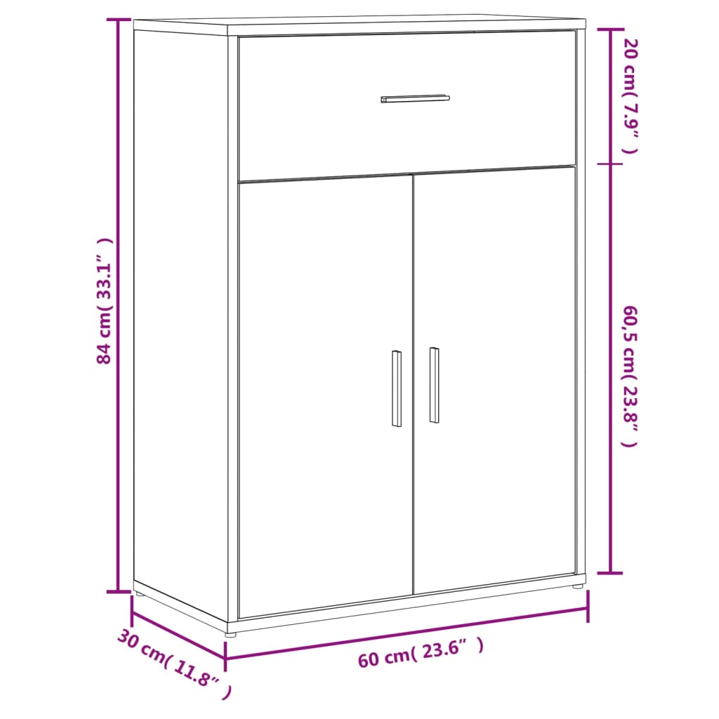 Dressoir 60x30x84 cm bewerkt hout eikenkleurig