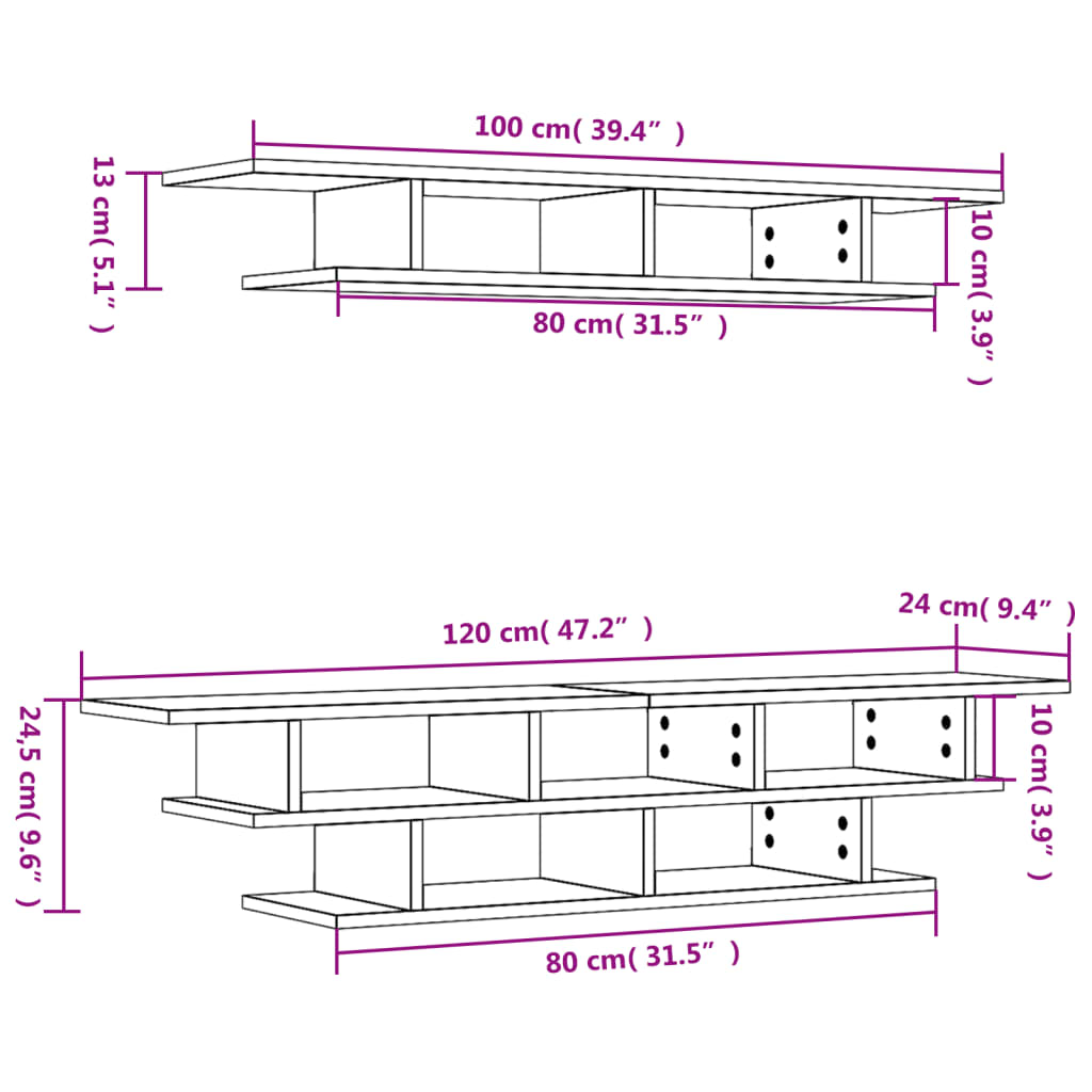 Tv-wandmeubelset eikenkleurig