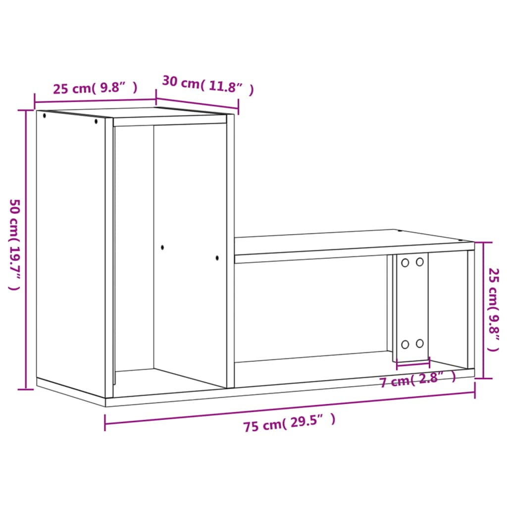 Tv-meubelen 2 st 100x30x50 cm bewerkt hout grijs sonoma eiken