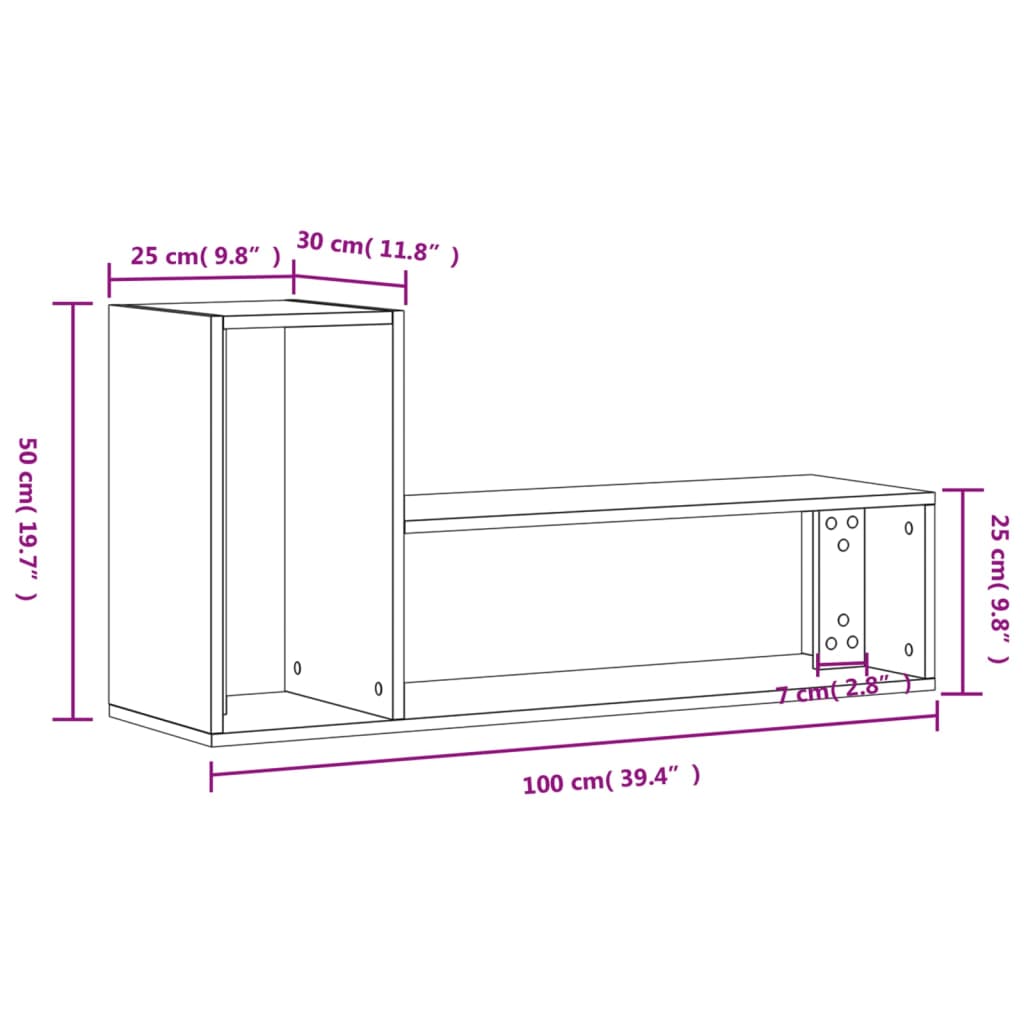 Tv-meubelen 2 st 100x30x50 cm bewerkt hout grijs sonoma eiken