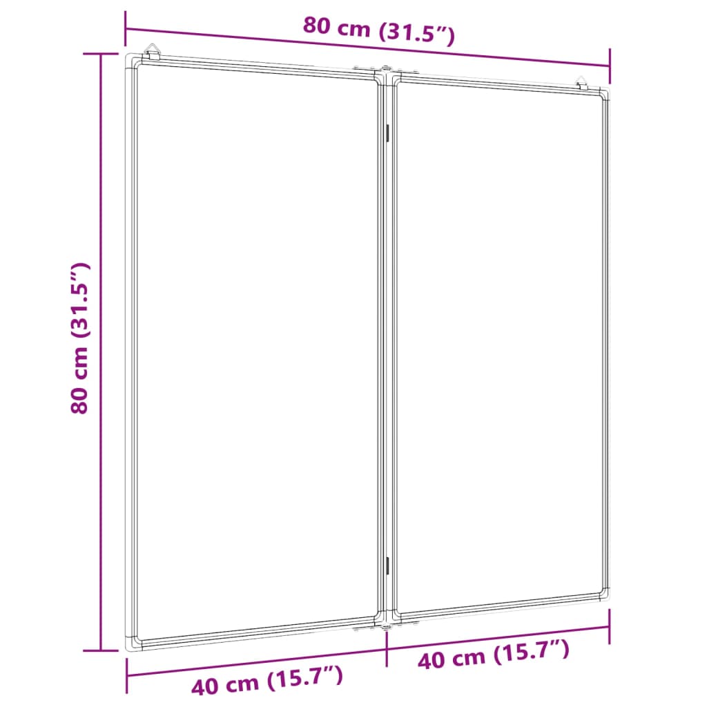 Whiteboard magnetisch inklapbaar 80x100x1,7 cm aluminium