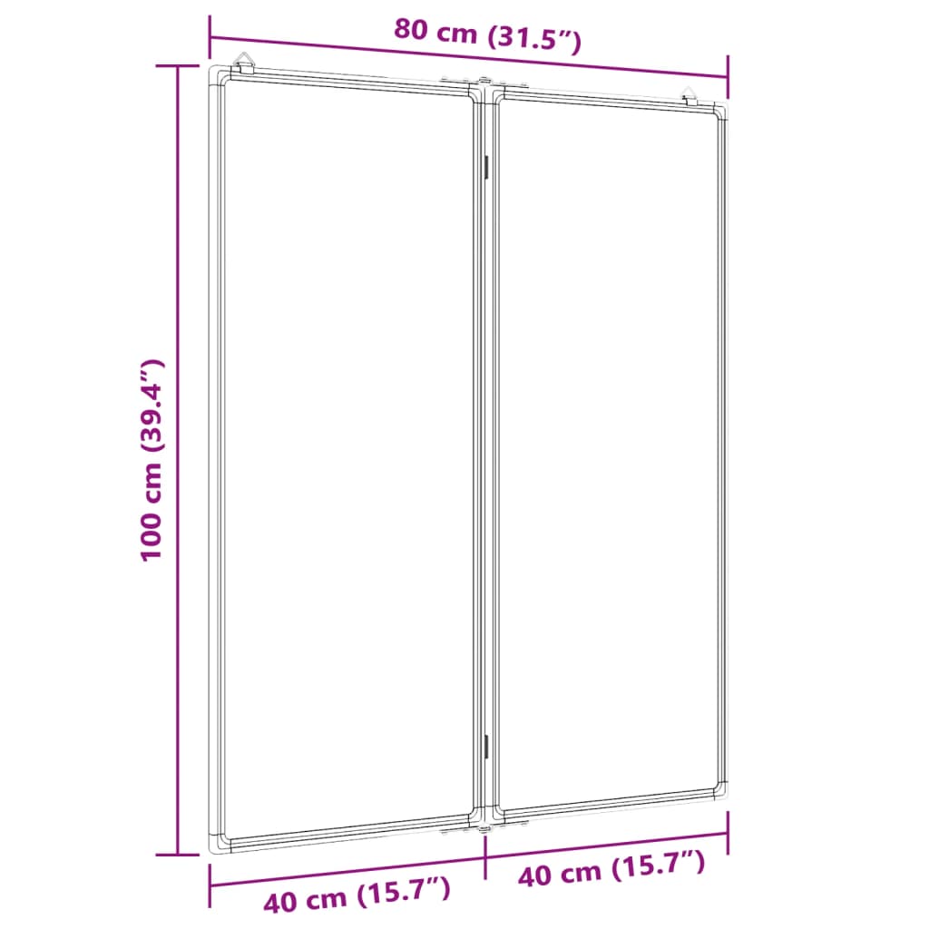 Whiteboard magnetisch inklapbaar 80x100x1,7 cm aluminium