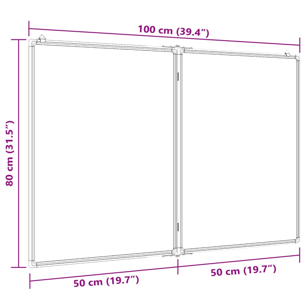 Whiteboard magnetisch inklapbaar 80x100x1,7 cm aluminium