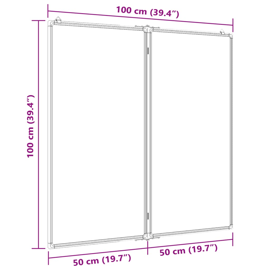 Whiteboard magnetisch inklapbaar 80x100x1,7 cm aluminium