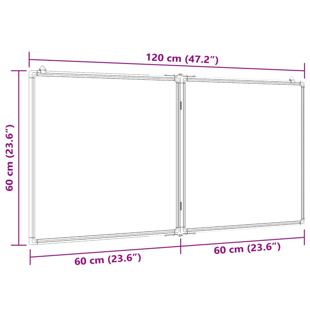 Whiteboard magnetisch inklapbaar 80x100x1,7 cm aluminium