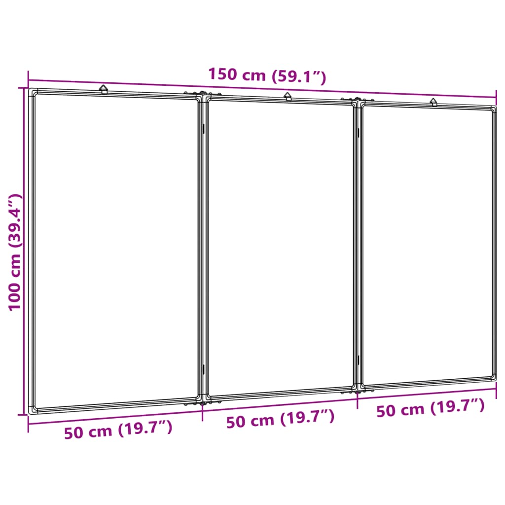 Whiteboard magnetisch inklapbaar 180x80x1,7 cm aluminium