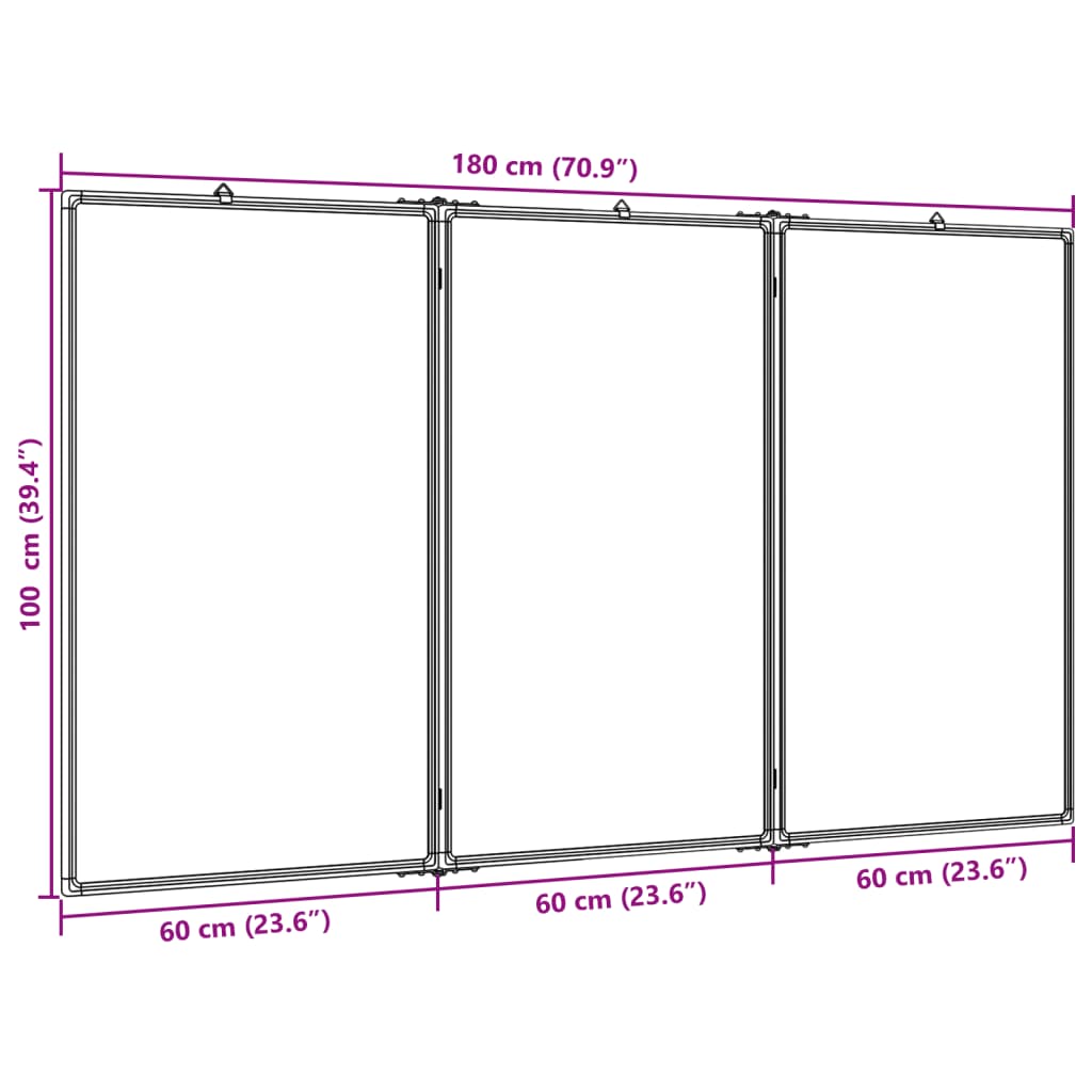 Whiteboard magnetisch inklapbaar 180x80x1,7 cm aluminium