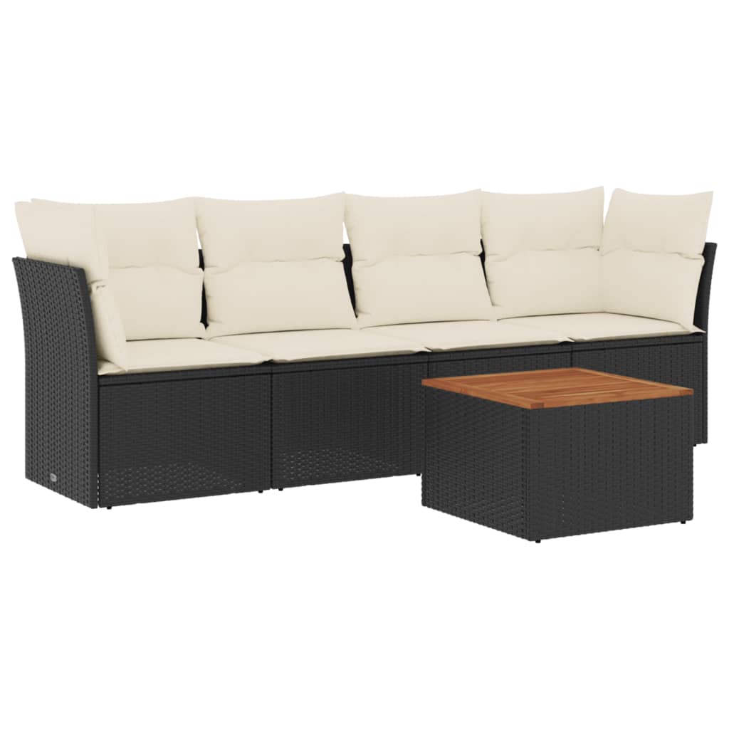 5-delige Loungeset met kussens poly rattan