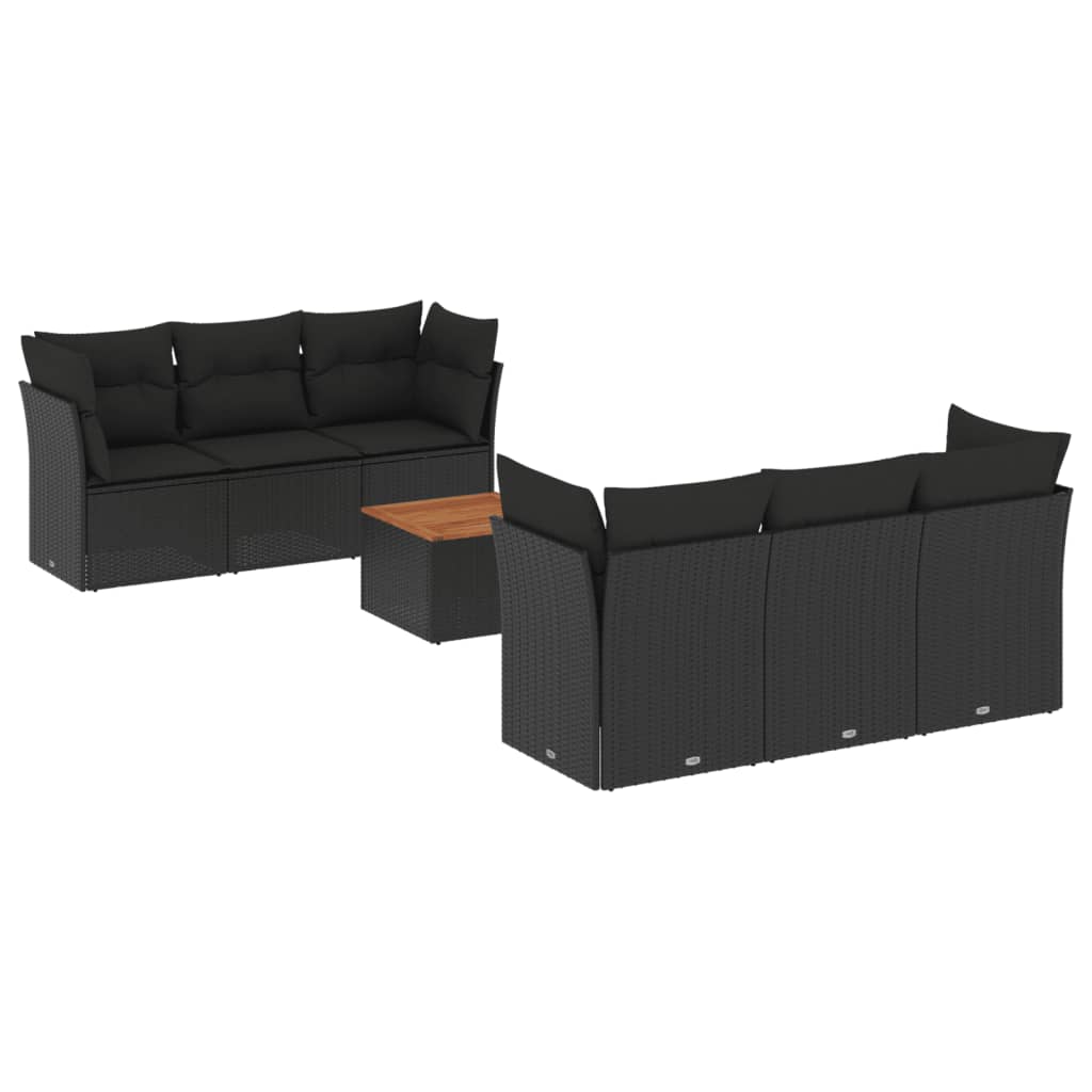 7-delige Loungeset met kussens poly rattan