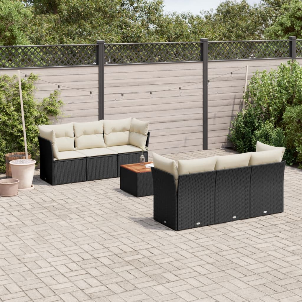 7-delige Loungeset met kussens poly rattan