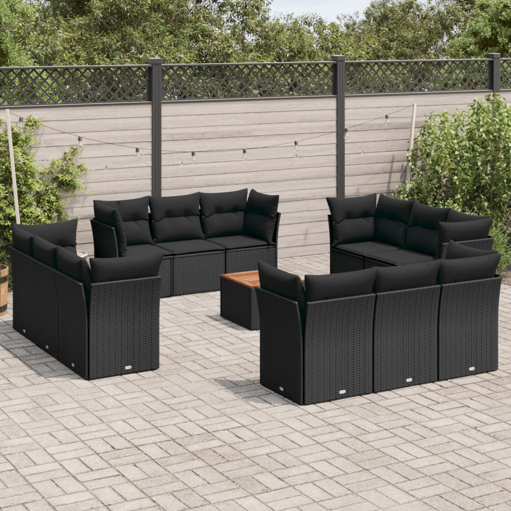 13-delige Loungeset met kussens poly rattan beige