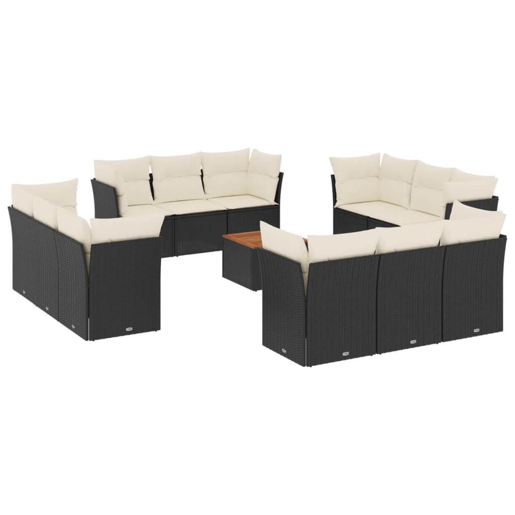 13-delige Loungeset met kussens poly rattan beige