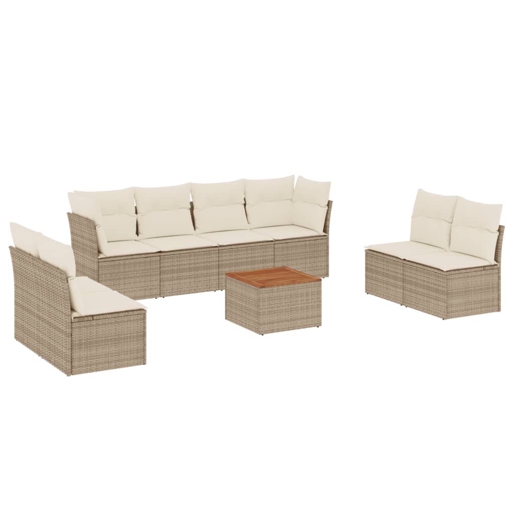 9-delige Loungeset met kussens poly rattan