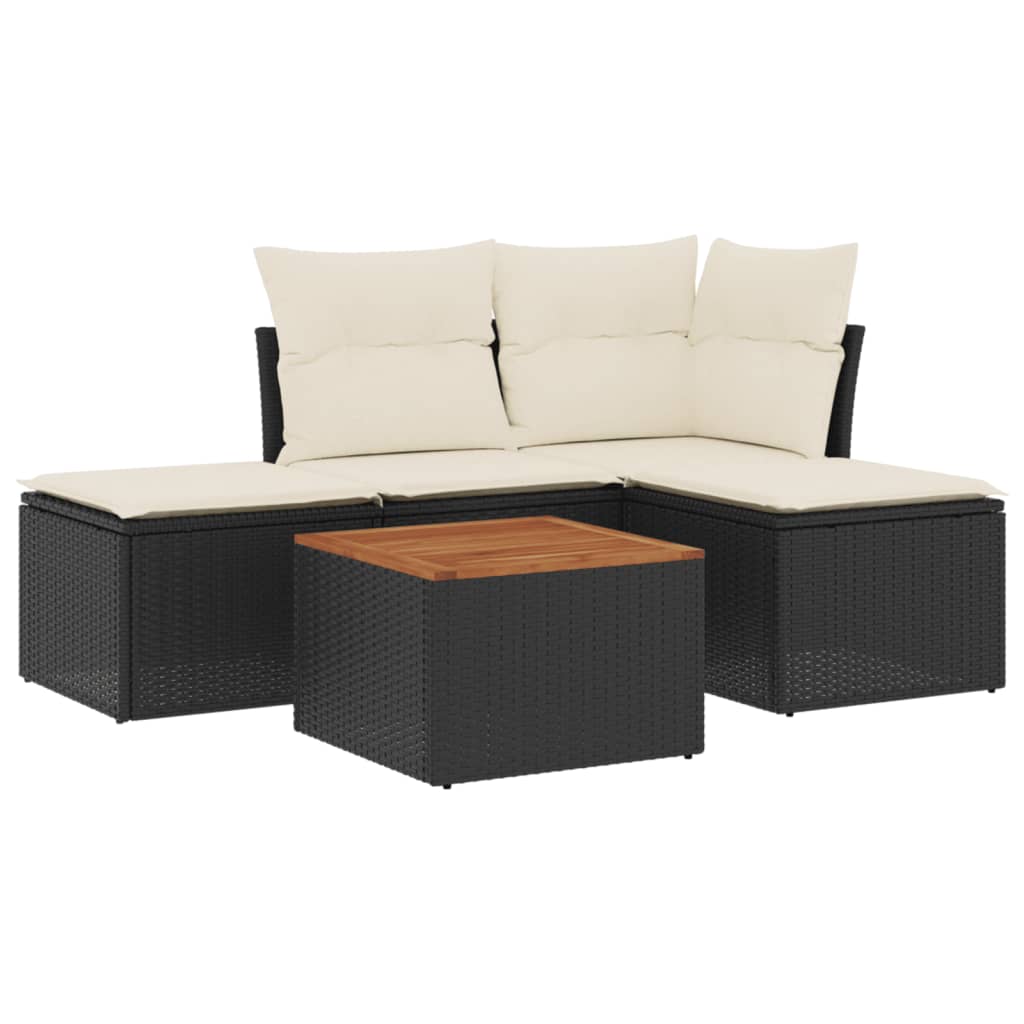 5-delige Loungeset met kussens poly rattan