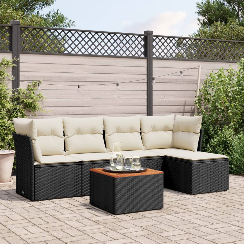 6-delige Loungeset met kussens poly rattan