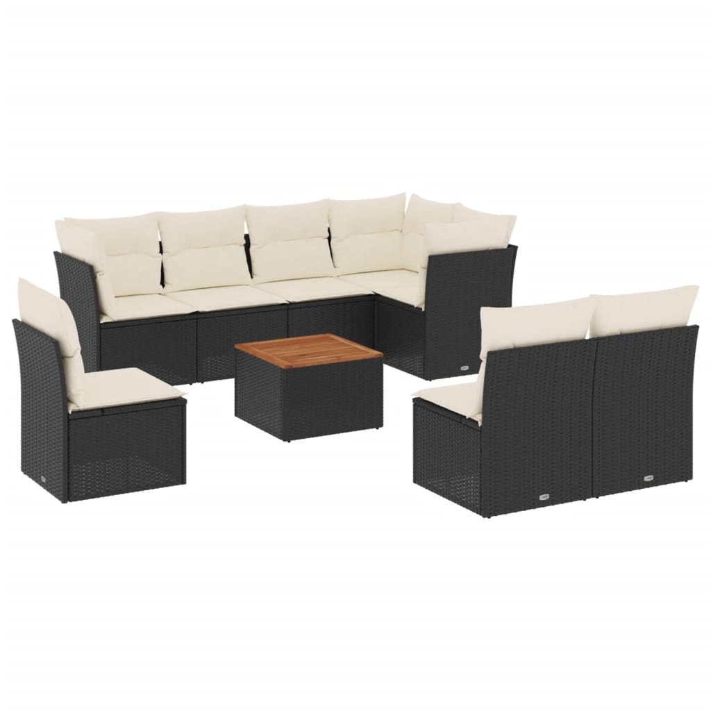 9-delige Loungeset met kussens poly rattan