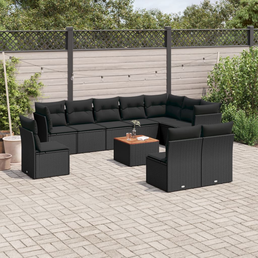 11-delige Tuinset met kussens poly rattan