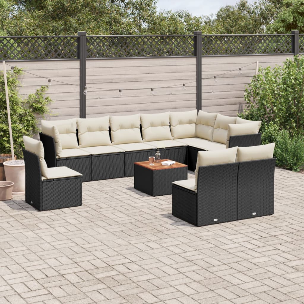 11-delige Tuinset met kussens poly rattan