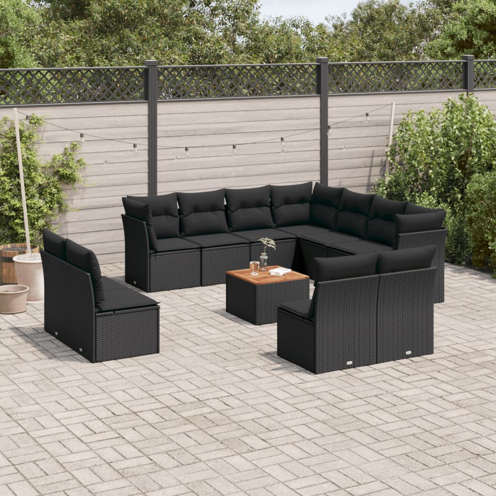 12-delige Loungeset met kussens poly rattan