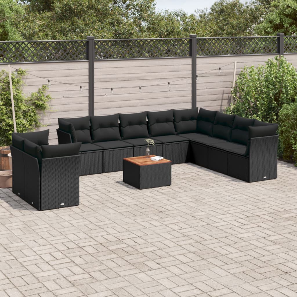 11-delige Loungeset met kussens poly rattan