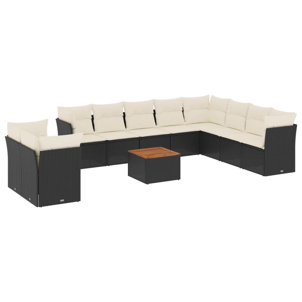 11-delige Loungeset met kussens poly rattan