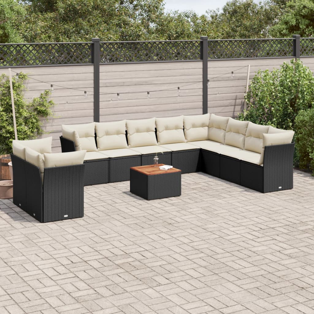 11-delige Loungeset met kussens poly rattan