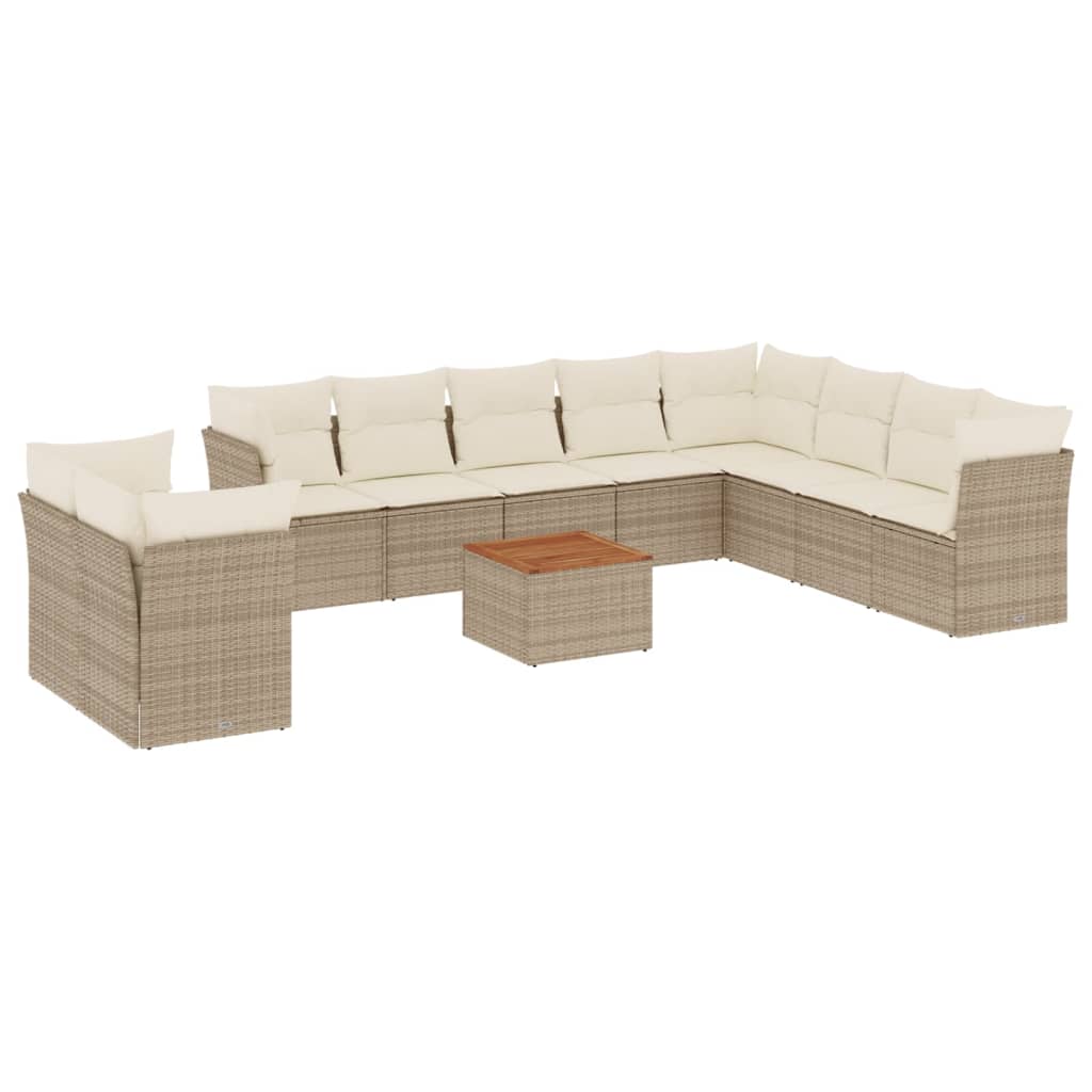 11-delige Loungeset met kussens poly rattan