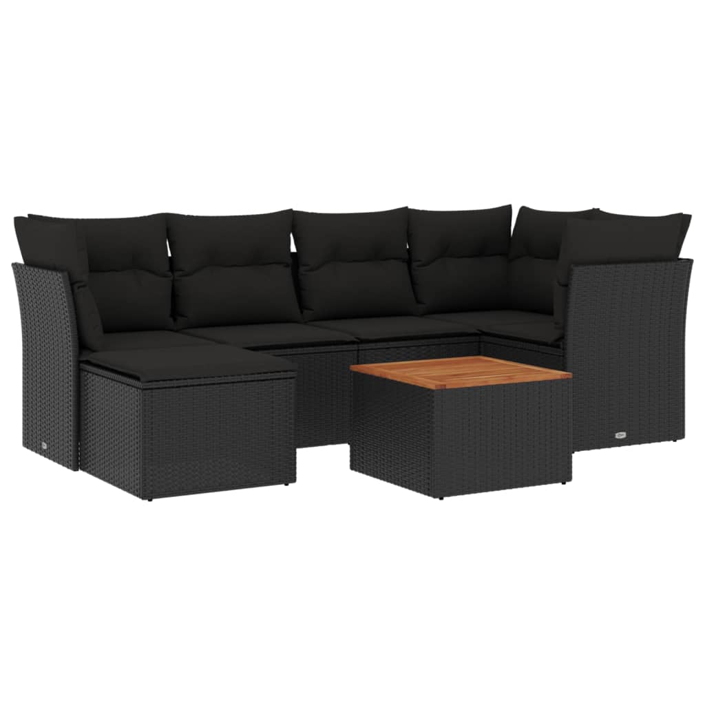 7-delige Loungeset met kussens poly rattan