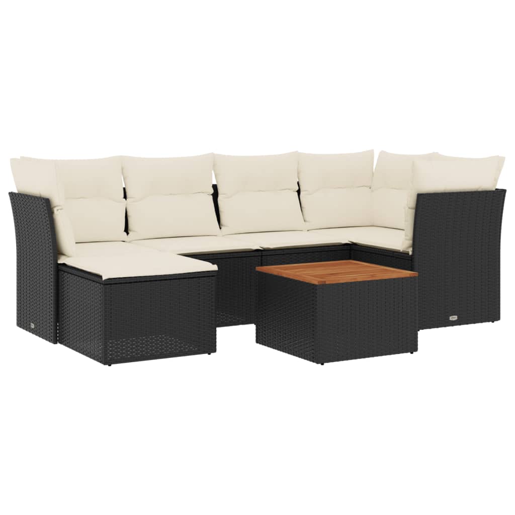 7-delige Loungeset met kussens poly rattan