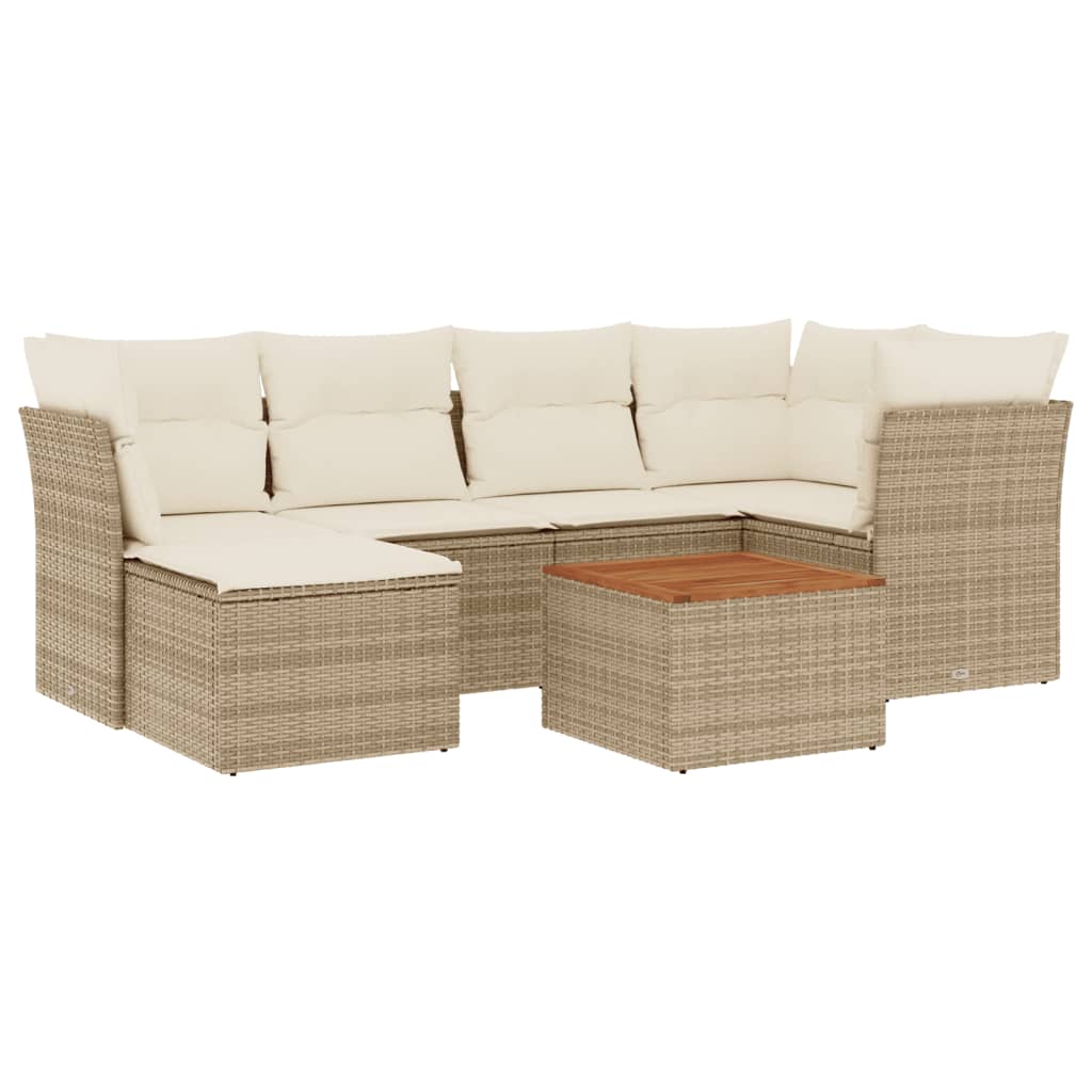 7-delige Loungeset met kussens poly rattan