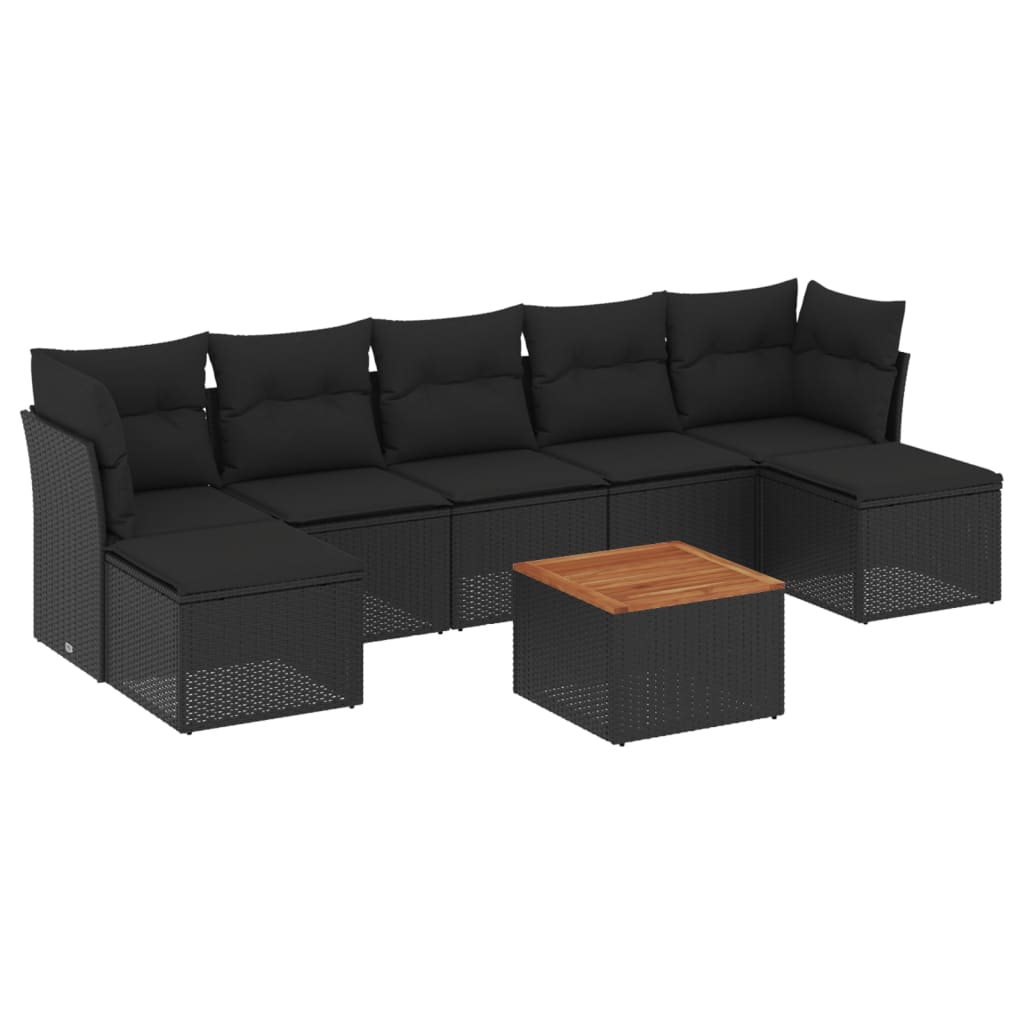 8-delige Loungeset met kussens poly rattan