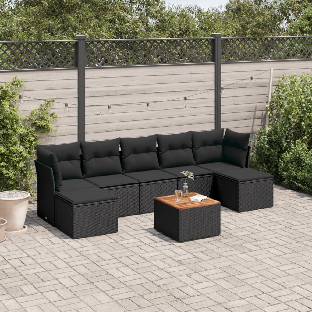 8-delige Loungeset met kussens poly rattan