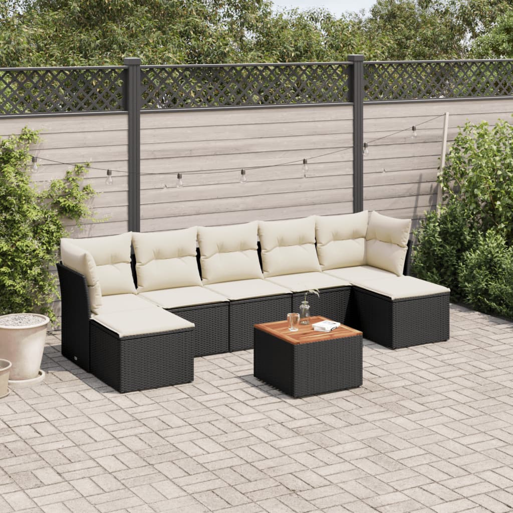 8-delige Loungeset met kussens poly rattan