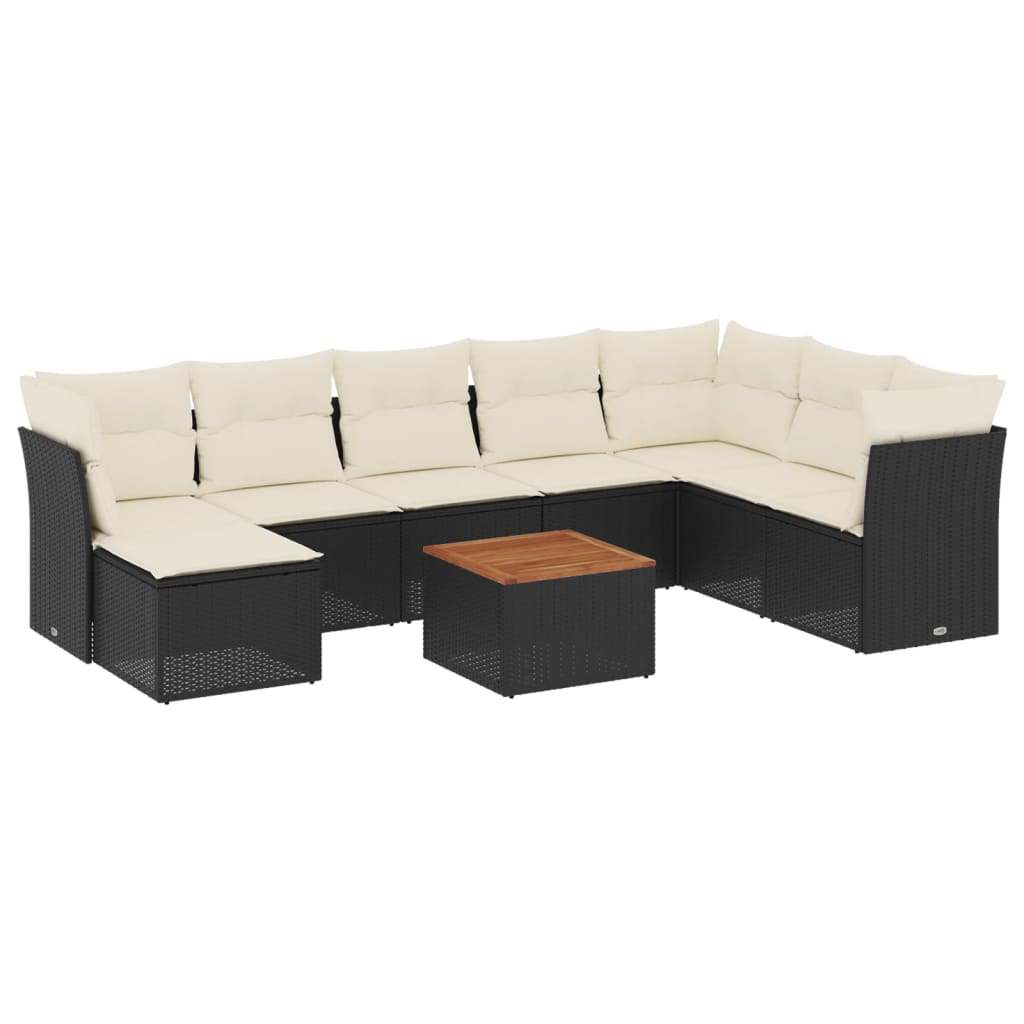 9-delige Loungeset met kussens poly rattan