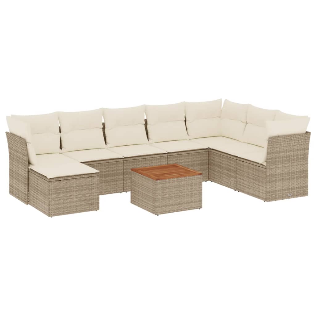 9-delige Loungeset met kussens poly rattan